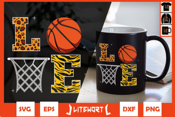 Love Basketball Hoops Silhouette Leopard