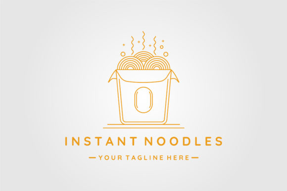 Noodles or Ramen Instant Logo Line Art
